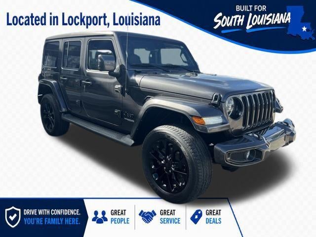 2021 Jeep Wrangler Unlimited Sahara High Altitude 4x4 in Sting-Gray Clearcoat — front three-quarter view