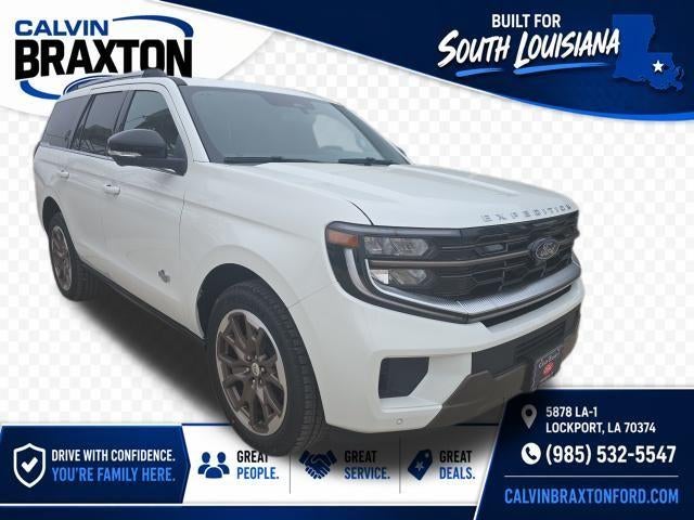 2026 Ford Expedition King Ranch 4x4 in Star White Metallic Tri Coat — front three-quarter view