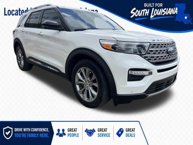 2022 Ford Explorer Limited RWD in Star White Metallic Tri-Coat — front three-quarter view